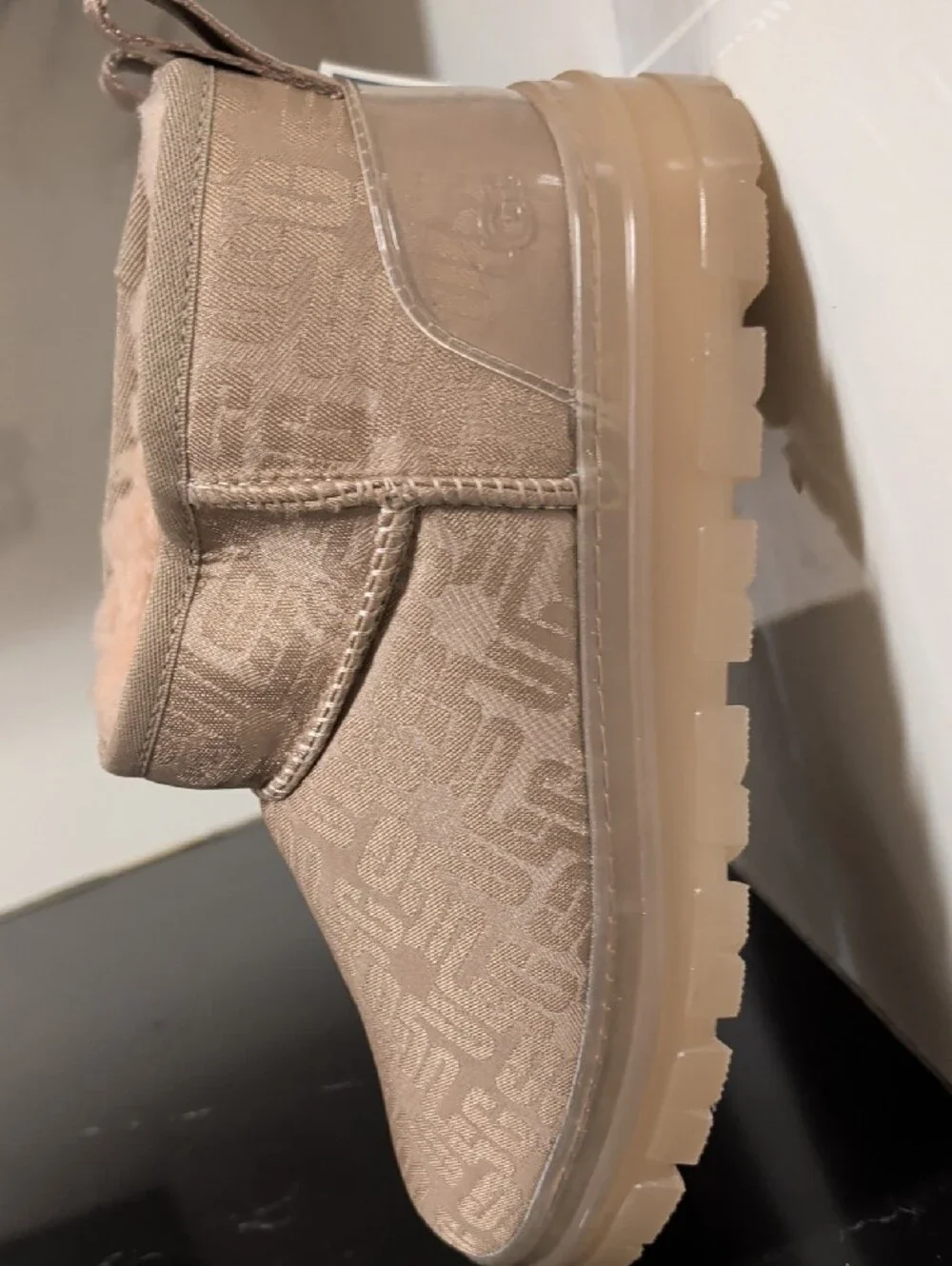 UGG Classic Ultra Mini Clear Monogram Boots Size 8 NWOT MSRP $150